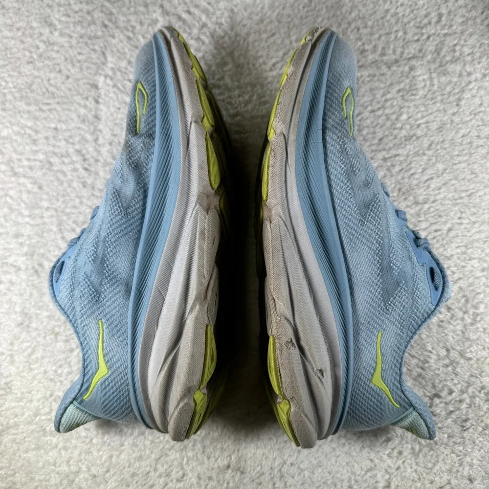 Hoka One One‎ Womens Clifton 9 Blue Pink Running Shoes Sneaker Size 9.5D Wide